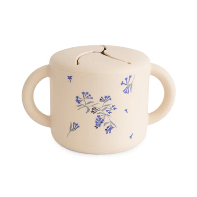 Porta Snack Infantil Mushie Lilac Flowers - Fácil Acesso